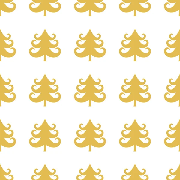 Kerst bomen goud patroon — Stockvector