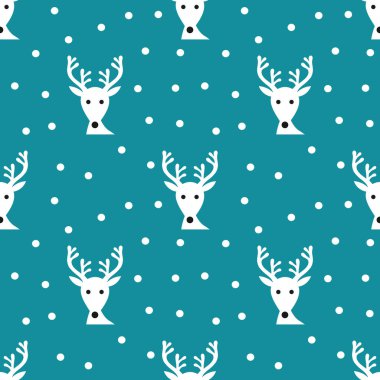 Reindeers mavi kış desen