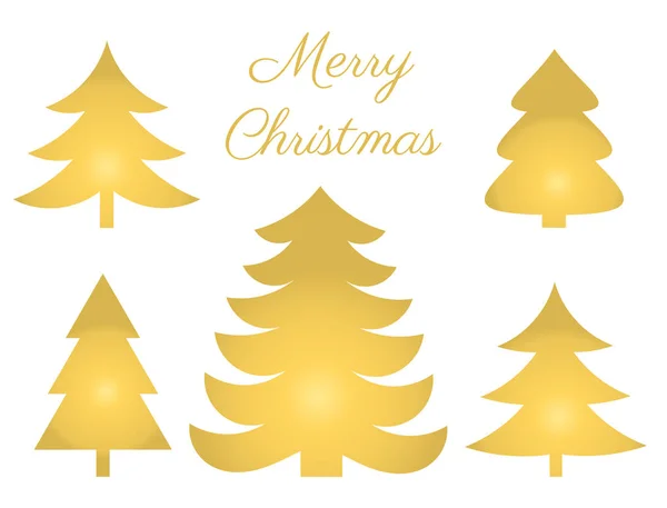 Zlatý vánoční stromky sada ikon — Stockový vektor