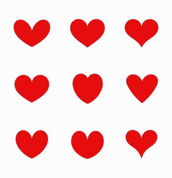 Iconos corazones rojos — Vector de stock