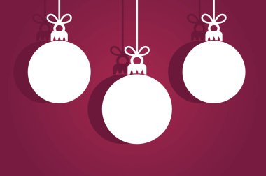 Noel süsleri, mor arkaplanda beyaz etiketler