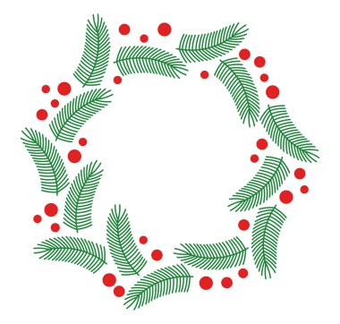 Ladin dalları ve kırmızı meyvelerden yapılmış Noel çelengi..