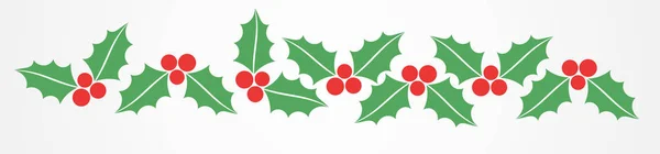 Christmas holly berries border pattern. — Stock Vector