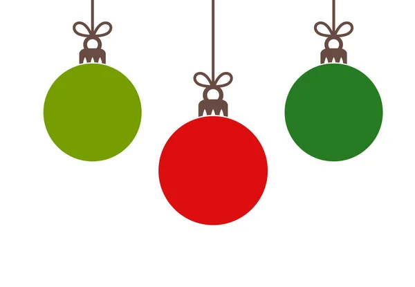 Julen röda och gröna bollar hängande prydnader. — Stock vektor
