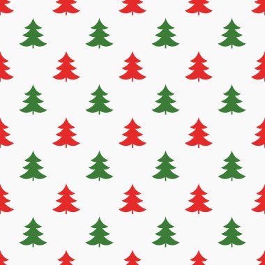 Kırmızı ve yeşil Noel ağaçları dikişsiz desen.