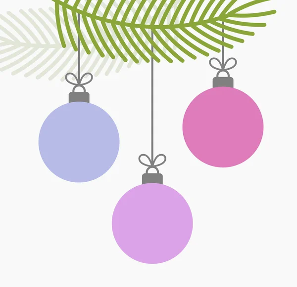 Christmas balls hanging from tree branches. — Stock Vector