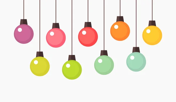 Kleurrijke opknoping kerstballen ornamenten. — Stockvector