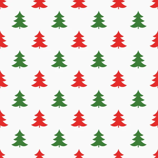 Rote und grüne Weihnachtsbäume mit nahtlosem Muster. — Stockvektor