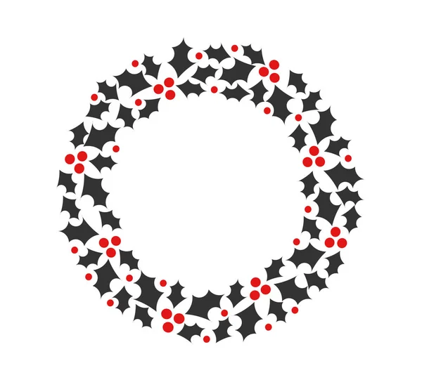 Boże Narodzenie wieniec z Holly jagody. — Wektor stockowy