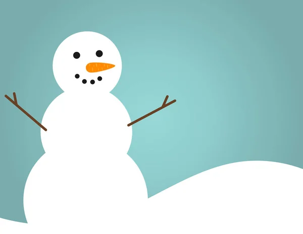幸せな雪だるま青い冬の季節の背景. — ストックベクタ