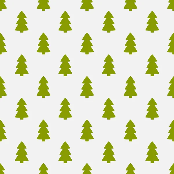 Christmas trees green flat design seamless pattern. — Stock Vector