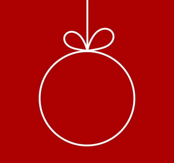 Karácsonyi labda dísz vonal alakja piros háttér. — Stock Vector