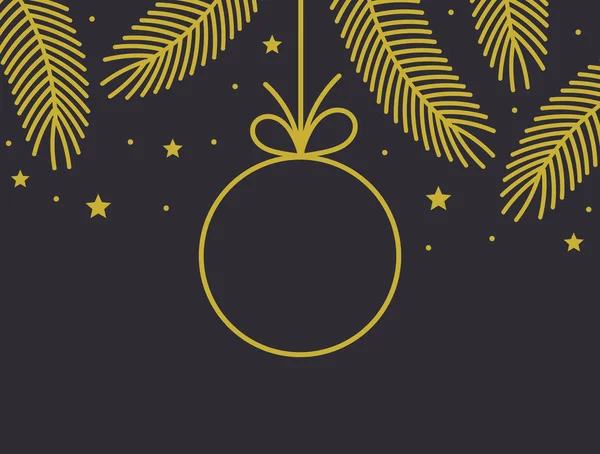 Kerst goud bauble decoratiekaart. — Stockvector