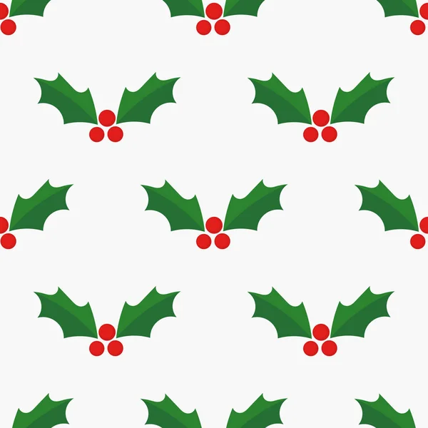 Holly berries Christmas seamless pattern. — Stock Vector