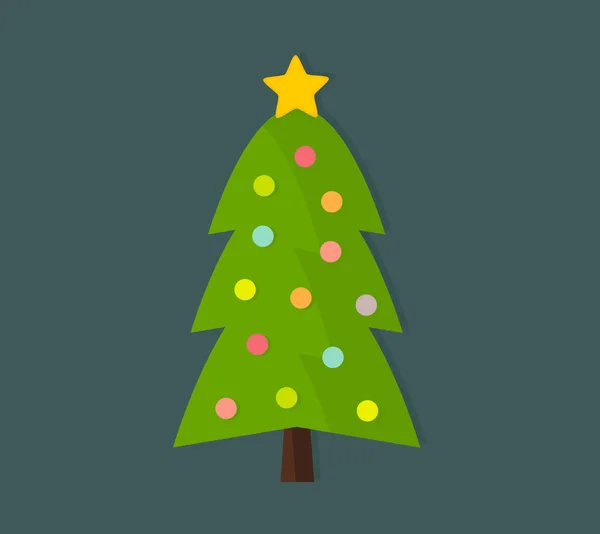 Ícone bonito da árvore de Natal dos desenhos animados . — Vetor de Stock