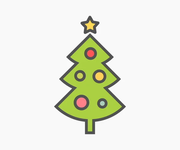 Árbol de Navidad lindo icono de diseño plano . — Archivo Imágenes Vectoriales