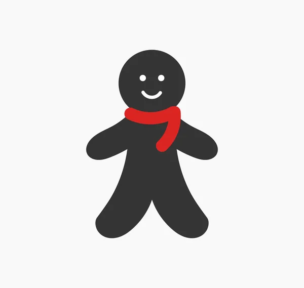 Gingerbread man in red scarf, cute Christmas icon. — ストックベクタ