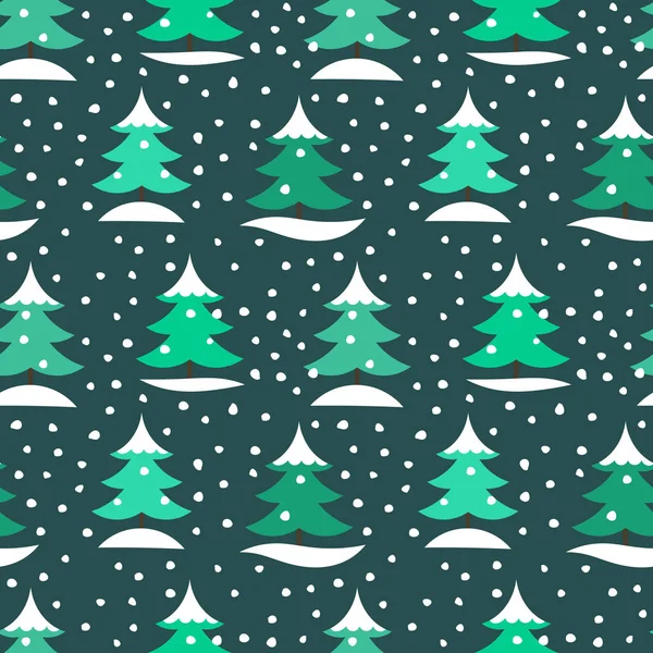 Winter Christmas trees in snow seamless pattern. — ストックベクタ