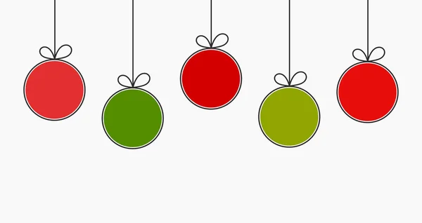 Christmas red and green baubles hanging ornaments. — ストックベクタ