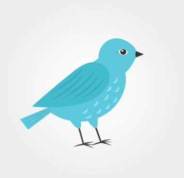 Mavi kuş, düz dizayn..