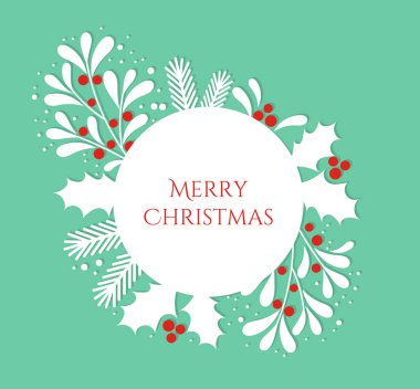 Noel bitkileri sınır tebrik kartı.