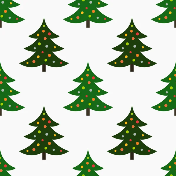 Árboles de Navidad decorados patrón sin costura . — Vector de stock