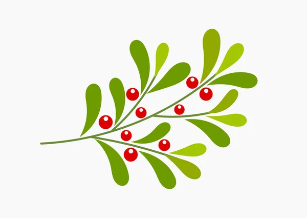 Fagyöngy ág piros bogyókkal, karácsonyi növény szimbólum. — Stock Vector