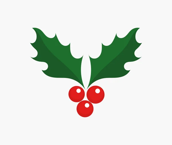 Weihnachten Stechpalme Blätter mit roten Beeren Symbol. — Stockvektor