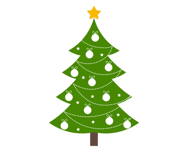 Weihnachtsbaum auf weiß geschmückt. — Stockvektor