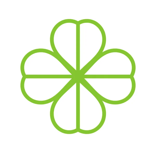 Icône de trèfle contour vert . — Image vectorielle