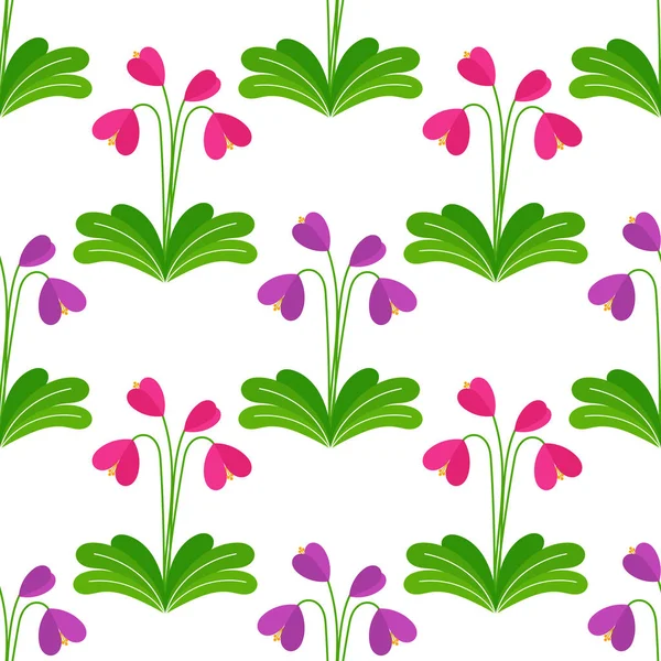 Pink and purple flowers seamless pattern. — Stock Vector