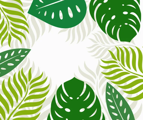 Foglie tropicali verdi sfondo bordo . — Vettoriale Stock