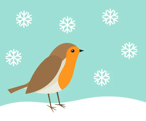 冬景色のかわいいロビン鳥. — ストックベクタ