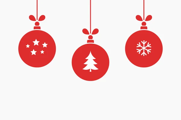 Рождественские шары красные украшения на белом фоне . — стоковый вектор