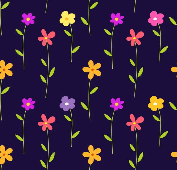 Våren färgglada blommor sömlös mönster. — Stock vektor