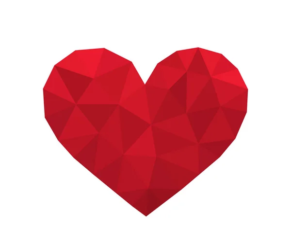 Červené srdce z trojúhelníků tvaru. — Stockový vektor