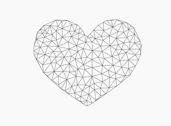 Corazón hecho de triángulos. Símbolo geométrico transparente . — Vector de stock