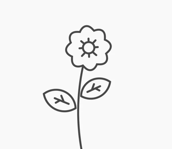 Enkel svart kontur blomma ikon. — Stock vektor