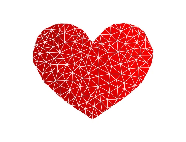 Coração Vermelho Feito Triângulos Baixa Ilustração Vetorial Poli — Vetor de Stock