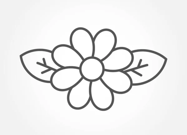 Квітка Піктограмою Лінії Листя Векторні Ілюстрації — стоковий вектор
