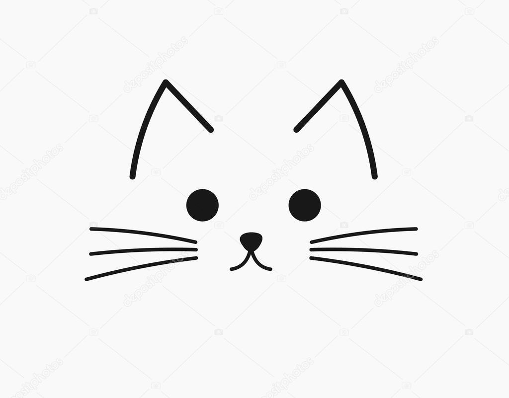 Symbolic cute cat face. Vector illustration.