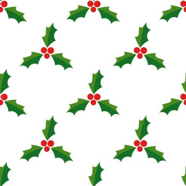 Beyaz arka planda Noel meyveleri kusursuz desen. Vektör illüstrasyonu.