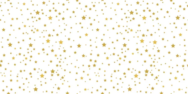 Zlaté Hvězdy Bílém Pozadí Hladký Vzor Vektorová Ilustrace — Stockový vektor
