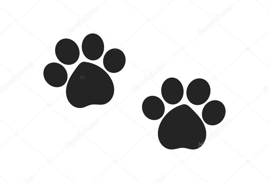 Two paw prints icons. Vector illustration.