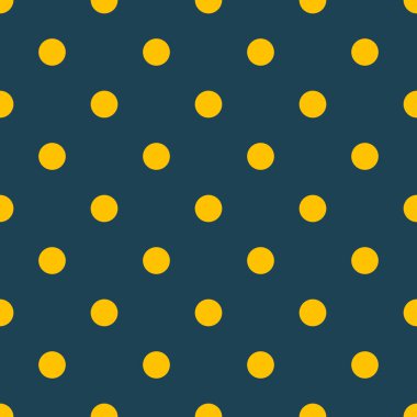 Koyu mavi arka planda sarı puantiyeli noktalar. Vektör illüstrasyonu.