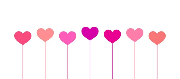 Globos Corazones Rosados Sobre Fondo Blanco Ilustración Vectorial — Archivo Imágenes Vectoriales