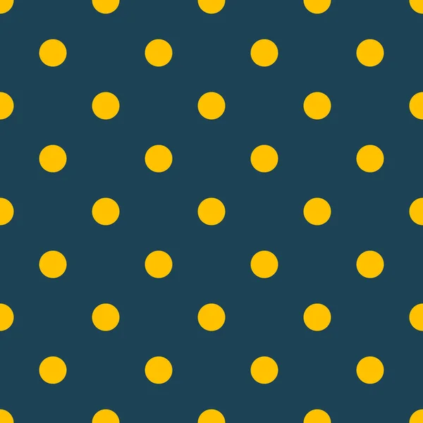 Pois Jaunes Sur Fond Bleu Foncé Motif Sans Couture Illustration — Image vectorielle