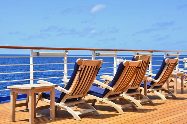Sunbeds Open Deck Cruise Ship Ocean View — Stock Photo, Image