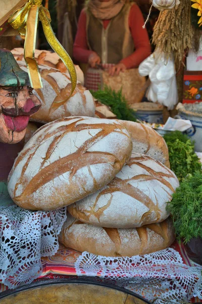 Village Loaf Bread Christmas Market Poland — Stock Photo, Image