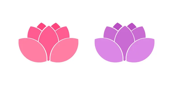 Lotus Çiçekleri Pembe Mor Ikonlar Vektör Illüstrasyonu — Stok Vektör